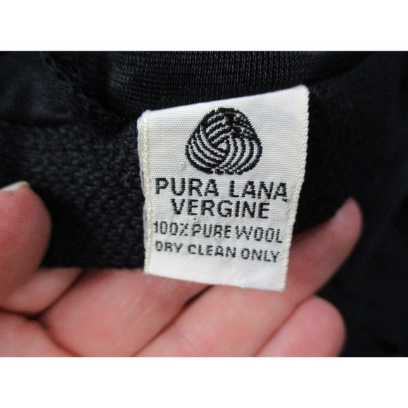 VINTAGE Pencil Skirt Gibi Roma Womens 10 30x25 Virgin Wool Black Dark Academia M - Picture 10 of 11